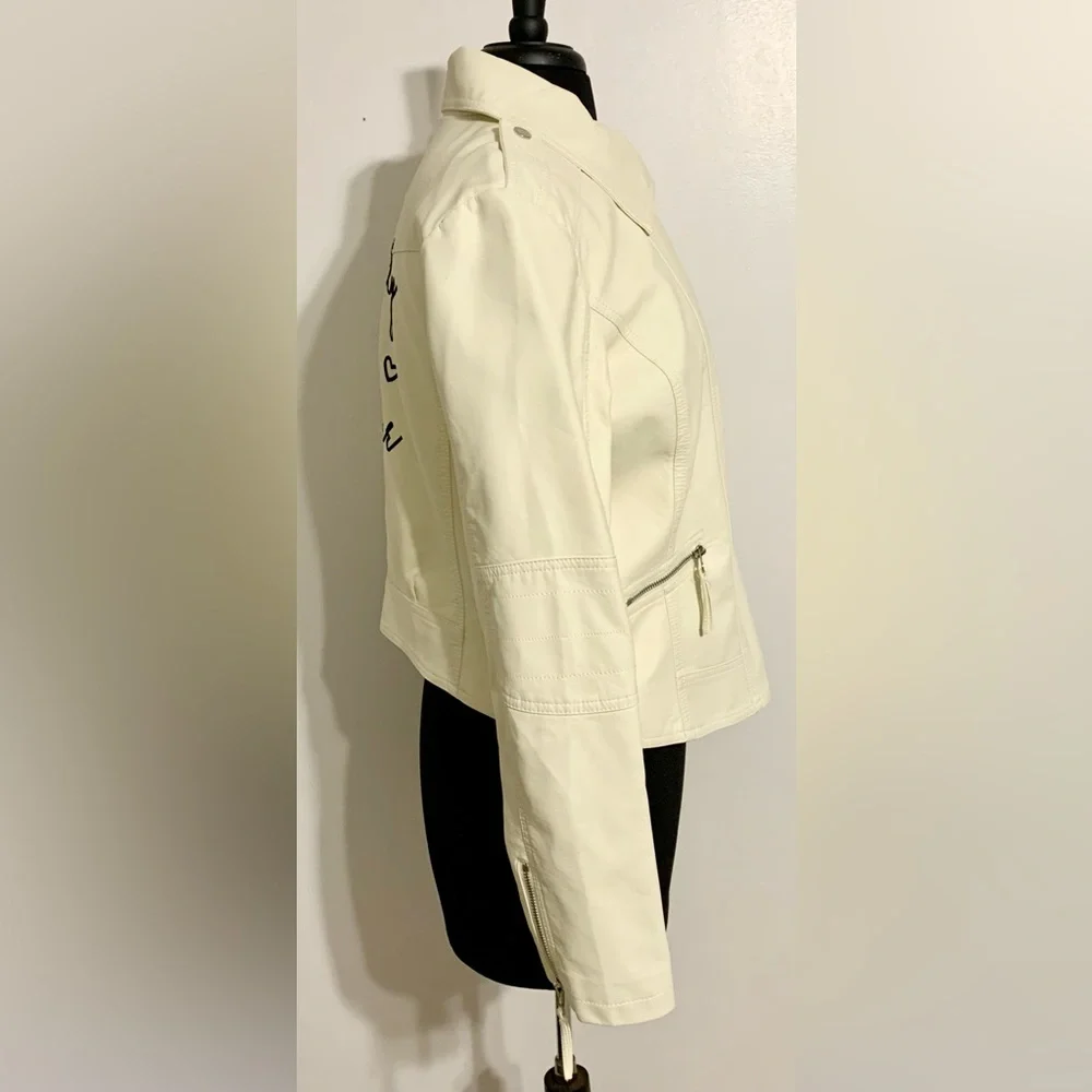 Faux leather wedding jacket coat bride to be happily ever after honeymoon gift - Picture 5 of 14